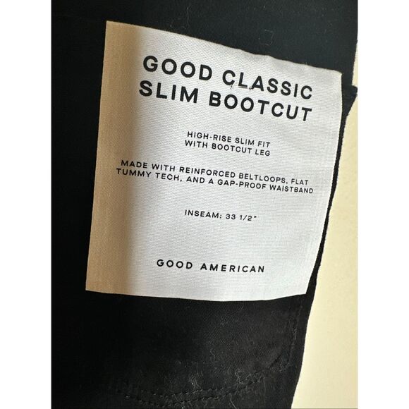 Good American Black Good Classic Slim Bootcut Stretch Jeans Size 0 or 25 - Picture 6 of 7